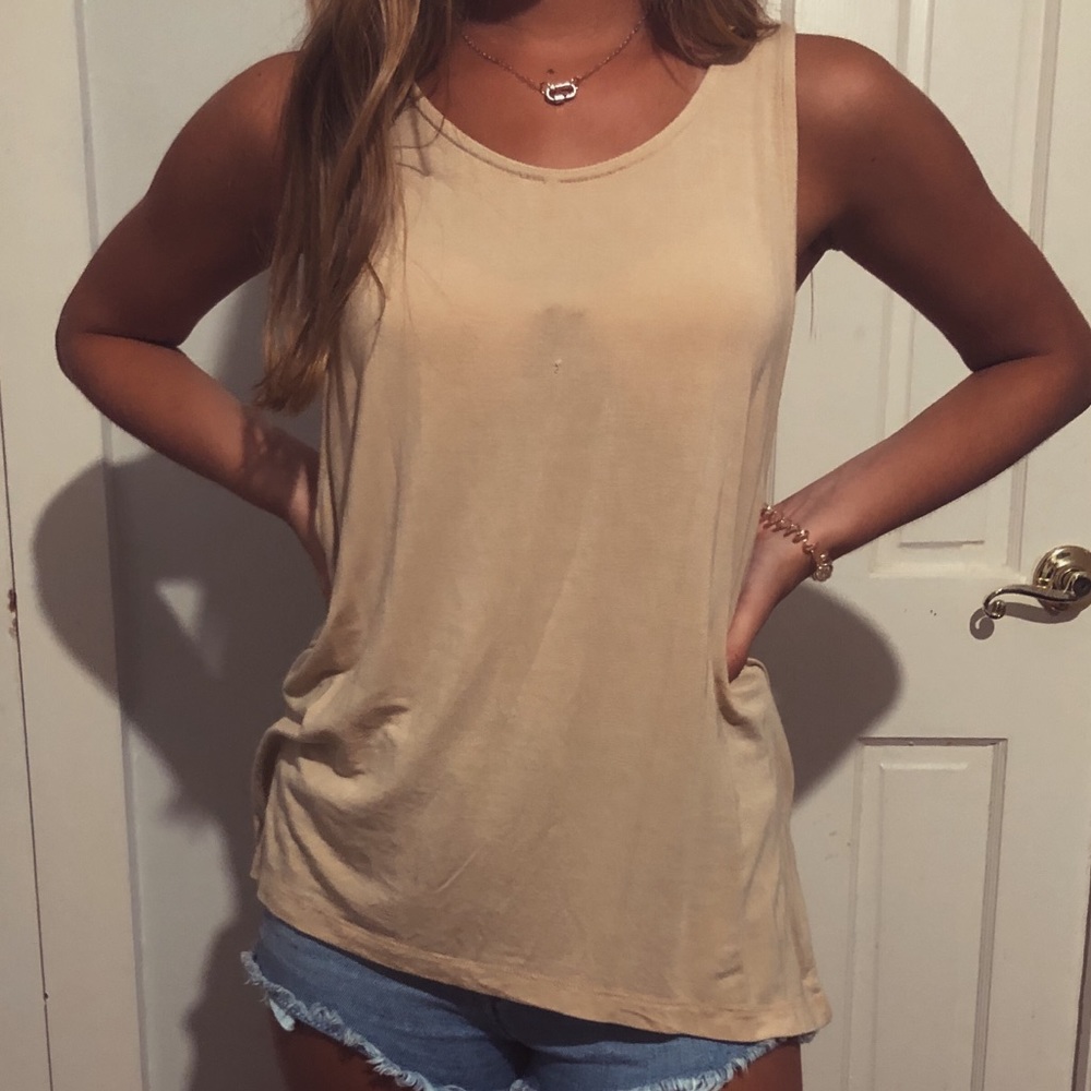 Color Thread Tan Tank - Size M - Picture 3 of 3